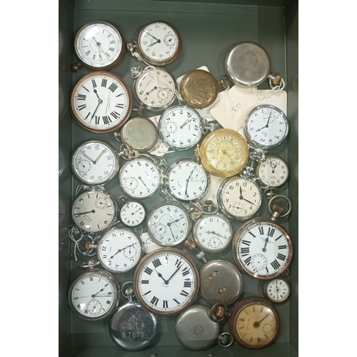 643 - A 10 drawer watchmakers cabinet with watches and parts to each drawer, 40+ silver and white metal ca... 