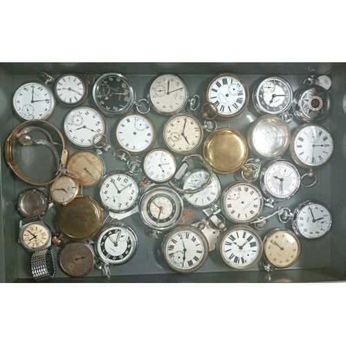 643 - A 10 drawer watchmakers cabinet with watches and parts to each drawer, 40+ silver and white metal ca... 
