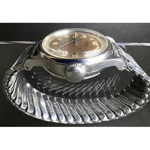 644 - A mid 20th century Mido wristwatch with pink dial, stainless steel case