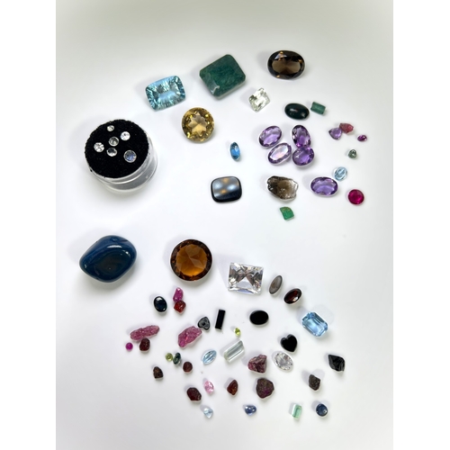 650 - A selection of cut and other stones in a variety of colours, untested.