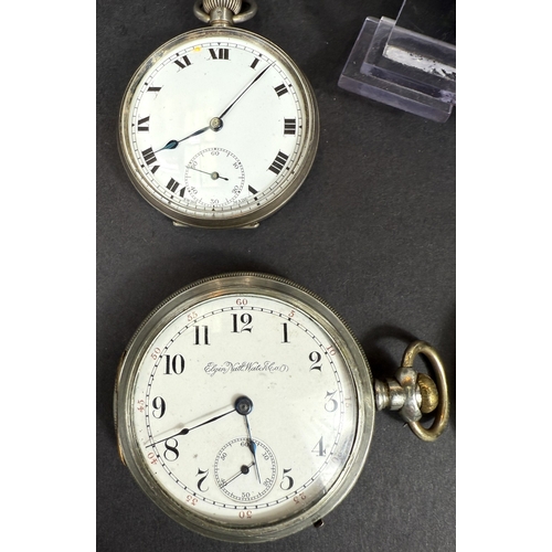 654 - A keyless open faced gents pocket watch and 3 base metal pocket watches.