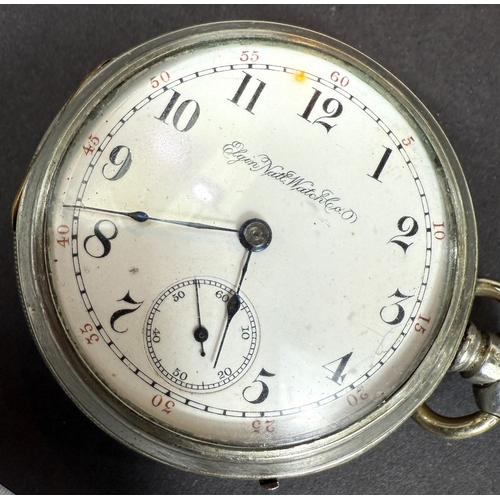 654 - A keyless open faced gents pocket watch and 3 base metal pocket watches.