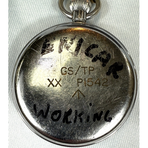656 - Two open faced key wound military style pocket watch and a similar wristwatch.
