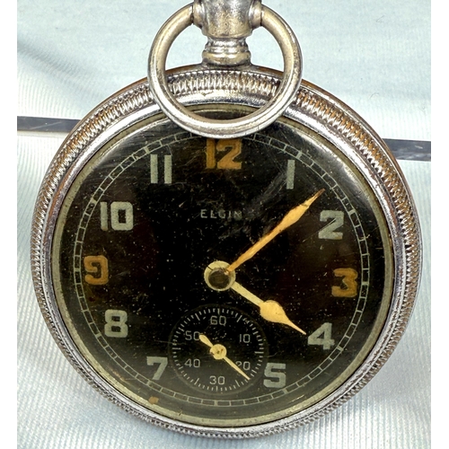 656 - Two open faced key wound military style pocket watch and a similar wristwatch.