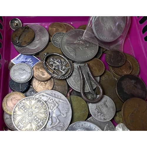 663 - A selection of pre decimal copper and silver coins.