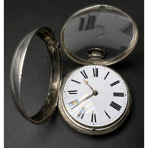 678 - A Gents hall marked silver pair cased verge movement open faced pocket watch
