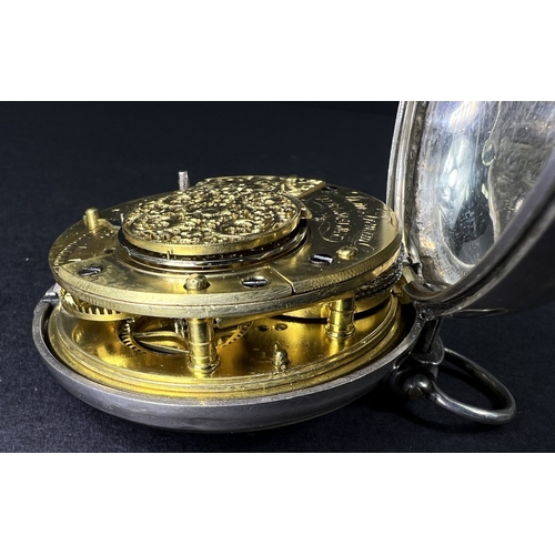 678 - A Gents hall marked silver pair cased verge movement open faced pocket watch