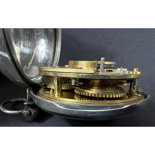 678 - A Gents hall marked silver pair cased verge movement open faced pocket watch