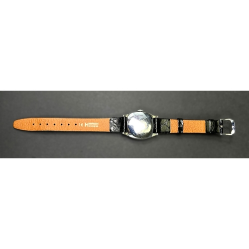 684 - A 1930's gents cushion shaped Henderson's wristwatch with Arabic numerals, seconds dials with Hender... 