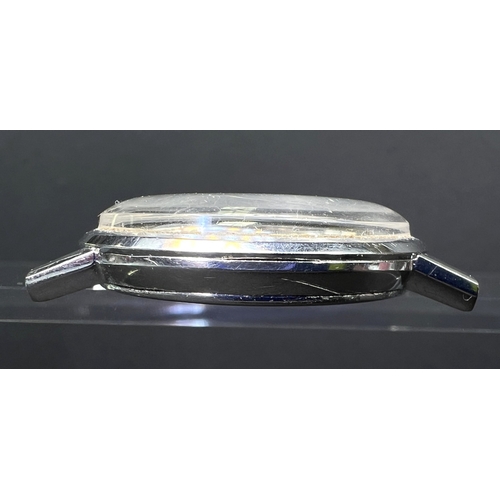 687 - A mid 20th century Omega wristwatch in stainless steel case with batton markers