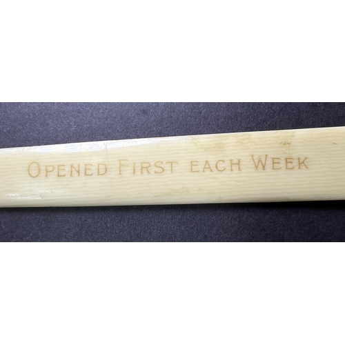 688A - A vintage Advertising 'The Motor' letter opener with hall marked silver handle and ivorine blade