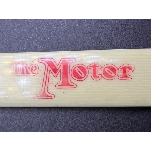 688A - A vintage Advertising 'The Motor' letter opener with hall marked silver handle and ivorine blade