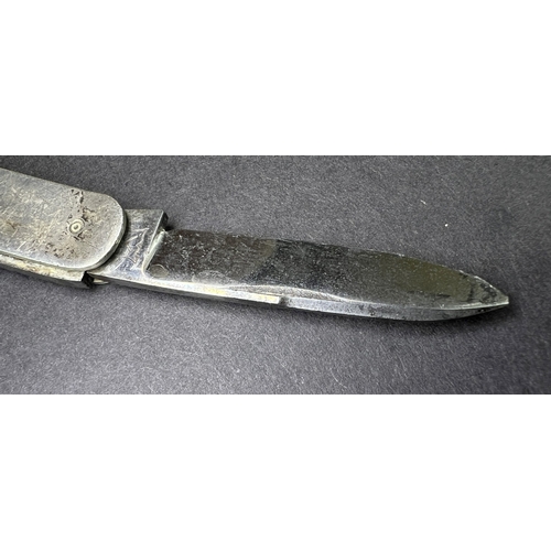 688A - A vintage Advertising 'The Motor' letter opener with hall marked silver handle and ivorine blade