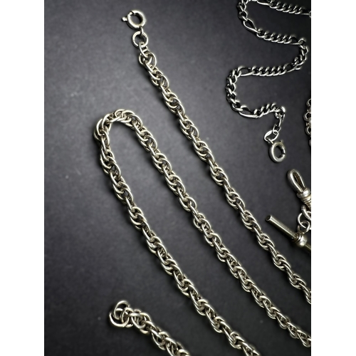 697 - A silver Albert chain with bar, 41.6gms