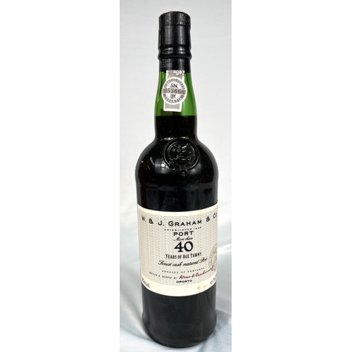726 - A 75cl bottle of W & J Graham's Port - More Than 40 Years of Age Tawny, in wooden presentation b... 