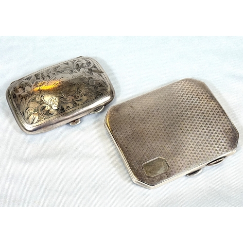 604 - Two hallmarked silver cigarette case, Art Deco and another. 4.1 oz