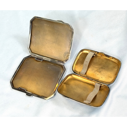 604 - Two hallmarked silver cigarette case, Art Deco and another. 4.1 oz