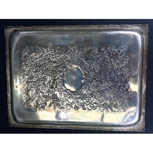 648 - A hallmarked silver Art Nouveau  tray. 12.8 ozt