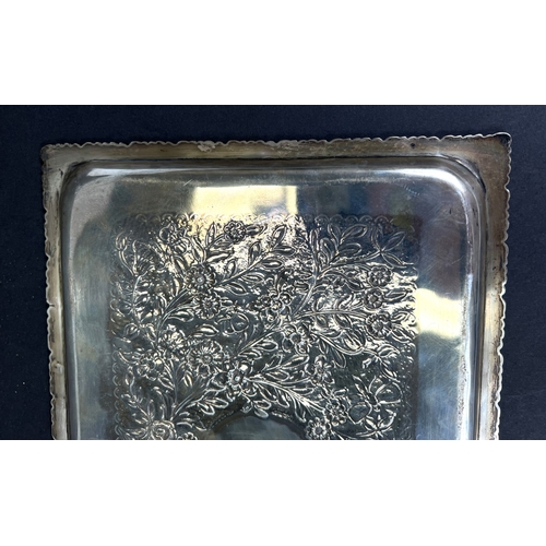 648 - A hallmarked silver Art Nouveau  tray. 12.8 ozt