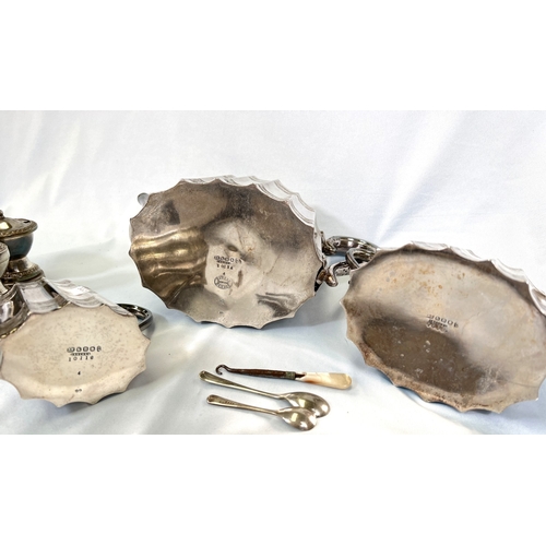 666 - A Victorian silver plated 3 piece tea set and other silver plate; a collection of cigarette lighters... 