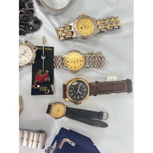 704 - A collection of watches, costume beads etc