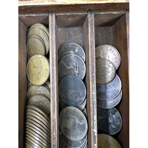 718A - A large selection of pre-decimal bronze coins