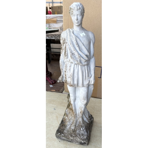 189 - A classical style stoneware wall hanging display head of Hercules and a composition figure and a lar... 