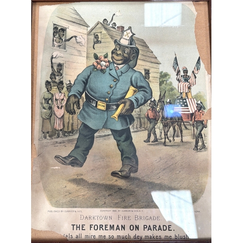 203 - American History - 'Darktown Fire Brigade' and 'The Chief on Duty' 1885 Currier & Ives N.Y (a.f)