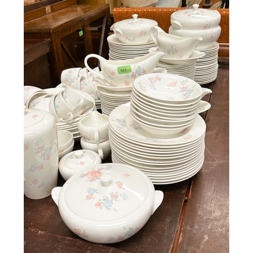 533 - Wedgwood Fragrant Rose, large dinner and tea service, over 100 pieces, tea pot, coffee pot etc.
