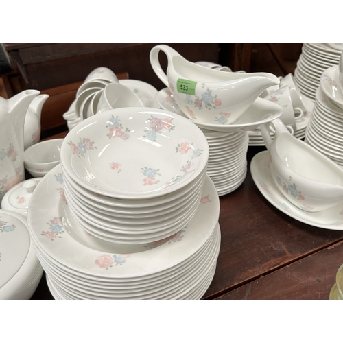 533 - Wedgwood Fragrant Rose, large dinner and tea service, over 100 pieces, tea pot, coffee pot etc.