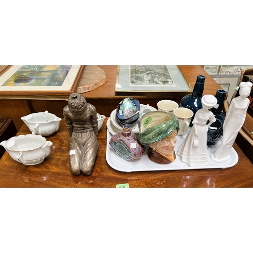 531 - A Royal Doulton character jug, 'Arriet, Spode figures and other decorative pottery etc.