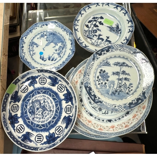 540D - A  selection of Chinese blue and white plates and shallow dishes