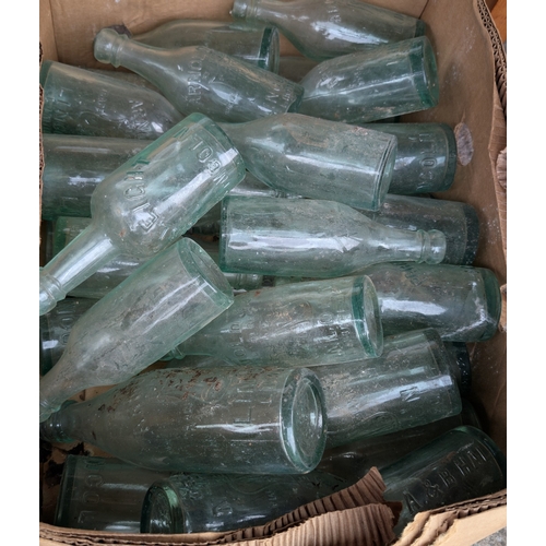 205B - A large collection of vintage advertising, Chemist and other bottles etc