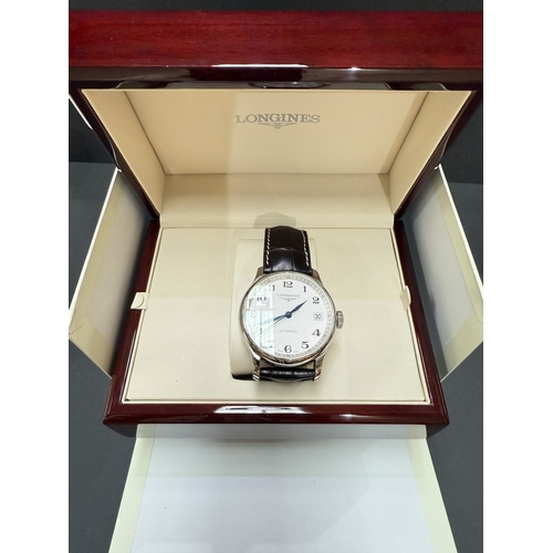 649 - A Longines Master Collection automatic stainless steel cased wristwatch, date on the quarter past, w... 