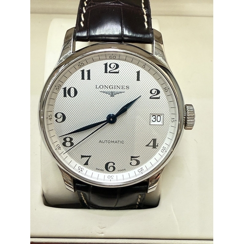 649 - A Longines Master Collection automatic stainless steel cased wristwatch, date on the quarter past, w... 