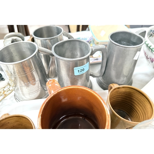 110 - A selection of pewter mugs etc; decorative metalware.