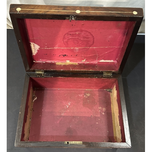 114 - Victorian rosewood Sewing Box with mother of pearl decoration.
