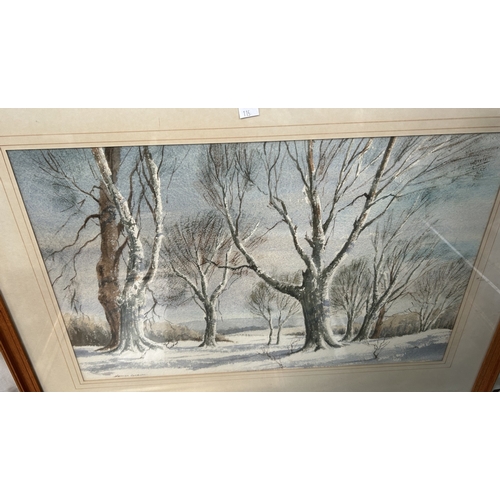 115 - A 19th century watercolour, old woman and girl outside  thatched cottages, signed indistinctly and 4... 