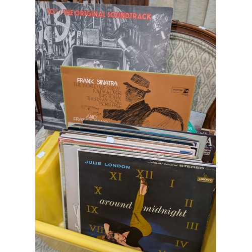 37 - A 19th century mahogany wall mirror, LP records, prints and pictures etc.