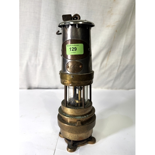 29 - A  J.H.Naylor Ltd Spiralarm minors safety lamp 2797 unusual with red glass base...