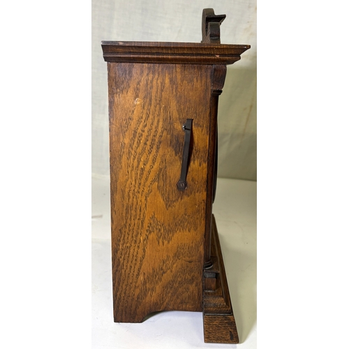 22A - 8 Day Fattorini alarm clock in oak case, silvered dial, with key, circa 1909....