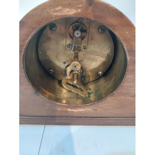 19 - Edwardian mantle clock with inlaid decoration.<br />No bids sold with next lot...