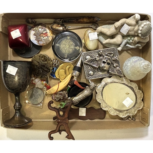 30 - A Nao figure - sleeping cherub, an oriental jade pendant, miniature and decorative items etc....