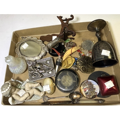 30 - A Nao figure - sleeping cherub, an oriental jade pendant, miniature and decorative items etc....