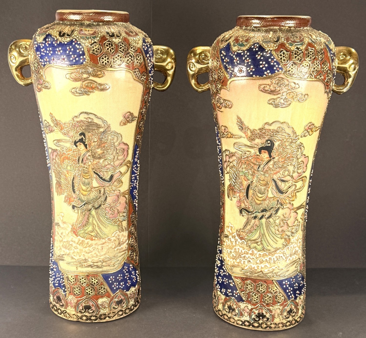 A pair of mid/late 20th century inverted baluster satsuma vases ...