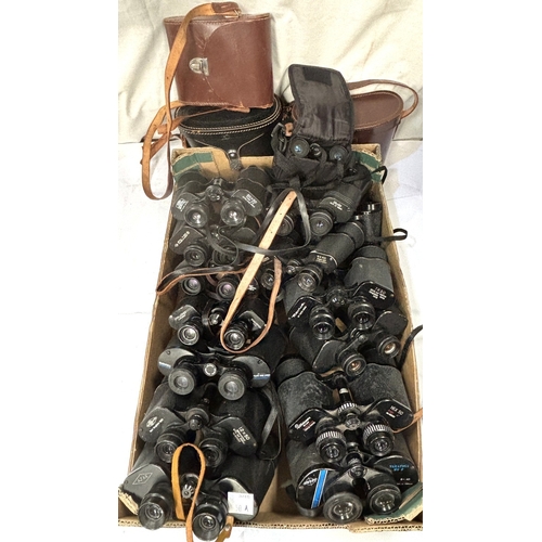 50A - A large collection of vintage binoculars - Yashica, Dollond....