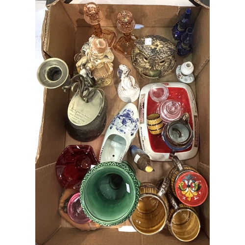 9 - A horses hoof candlestick and decorative pottery etc....