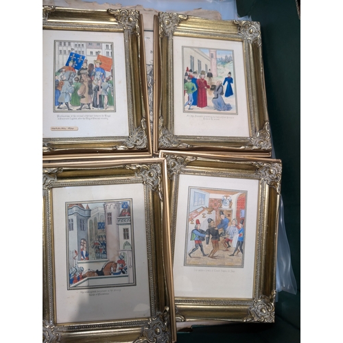 27A - Four framed gothic hand highlighted prints Sudden Death of Count, Victoria commemorative newspaper a...