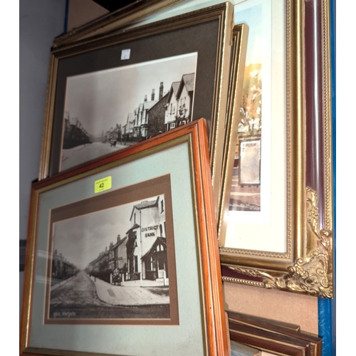 42 - 4 reproduced photos of old Altrincham and Hale, 16 x 25cm framed and glazed and a large limited 'Edi...