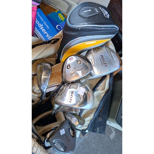 52A - A selection of Bullet and other golf clubs. (Both sets are Ladies golf clubs)....
